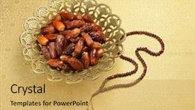  Presentation with islamic - Cool new slide set with fasting prayer - islamic rosary and ornate bowl backdrop and a yellow colored foreground