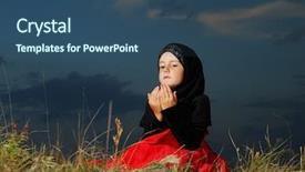  Presentation with muslim prayer - Cool new presentation with fasting prayer - little muslim girl on meadow backdrop and a  colored foreground