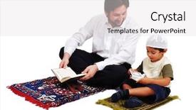  Presentation with fasting month - Presentation with fasting prayer - muslim worship activities in ramadan background and a white colored foreground