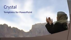  Presentation with woman muslim - Amazing presentation design having fasting prayer - silhouette of a muslim woman backdrop and a sky blue colored foreground