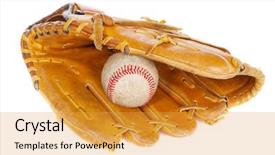  Presentation with baseball - Presentation theme having fastpitch - baseball ball and glove isolated background and a gold colored foreground