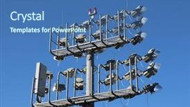  Presentation with light golden lights - Presentation enhanced with fastpitch - lights at a stadium background and a ocean colored foreground