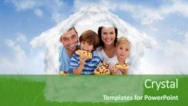  Presentation with family healthy eating - PPT theme enhanced with fastpitch - portrait of family eating pizza background and a  colored foreground