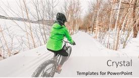  Presentation with forest winter - PPT theme with fat-bike-winter-sport-biker background and a lemonade colored foreground