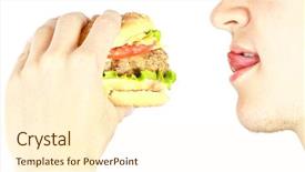  Presentation with eating disorders - Audience pleasing slides consisting of fat boy - guy eating burger on white backdrop and a cream colored foreground