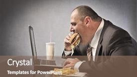  Presentation with fat - Amazing slide set having fat businessman eating junk food backdrop and a coral colored foreground