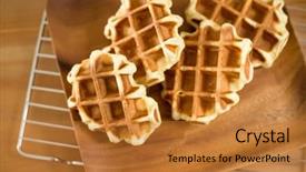 Presentation with waffles - PPT theme having fat cells - belgian waffles background and a gold colored foreground