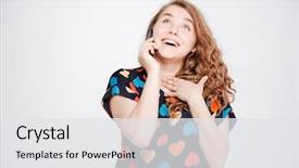  Presentation with talking on phone - Audience pleasing PPT theme consisting of fat cells - cheerful woman talking backdrop and a  colored foreground