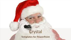  Presentation with telephone - Slide set consisting of fat cells - happy smiling santa claus background and a sky blue colored foreground