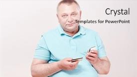  Presentation with sonar blue modern ship radar - PPT theme having fat cells - mature man wearing blue shirt background and a  colored foreground