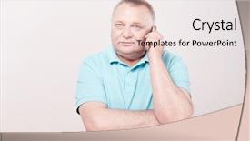  Presentation with blue - Presentation design featuring fat cells - mature man wearing blue shirt background and a sky blue colored foreground