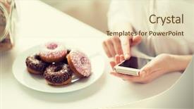  Presentation with food technology - Presentation theme with fat cells - people junk food diet technology background and a soft green colored foreground