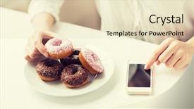  Presentation with food technology - Beautiful slides featuring fat cells - people junk food diet technology backdrop and a soft green colored foreground