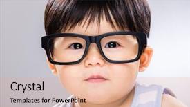  Presentation with baby - Cool new slide deck with fat children - baby with glasses backdrop and a coral colored foreground