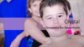  Presentation with swimming pool - Beautiful slides featuring fat children - childrean at swimming pool backdrop and a soft green colored foreground