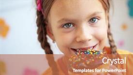  Presentation with special education cute kid - Presentation having fat children - cute kid girl eating sweet background and a coral colored foreground