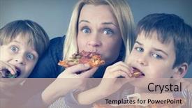  Presentation with eating - PPT layouts consisting of fat children - hungry mother and kids eating background and a  colored foreground