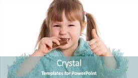  Presentation with white chocolate - Theme with fat children - little girl eats chocolate isolated background and a  colored foreground