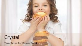  Presentation with junk food - Colorful slide deck enhanced with woman in a yoga studio ready for class backdrop and a violet colored foreground