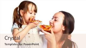  Presentation with daughter mother - Presentation theme with fat children - young mother and her little background and a coral colored foreground