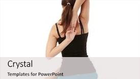  Presentation with yoga - Cool new PPT theme with fat health - beautiful young woman doing yoga backdrop and a  colored foreground