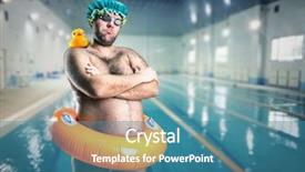  Presentation with fun - Slides with fat kid fat adult - man having fun in pool background and a teal colored foreground