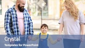  Presentation with city street - Theme having fat kid fat adult - overweight couple with son background and a ocean colored foreground