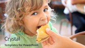  Presentation with pretty girl - Beautiful PPT layouts featuring fat kid fat adult - pretty little girl eats hamburger backdrop and a coral colored foreground
