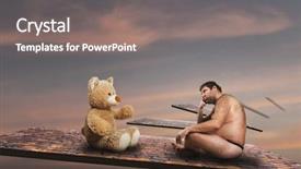  Presentation with toy - PPT theme consisting of fat kid fat adult - strange man looks at toy background and a gray colored foreground