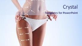  Presentation with women body - Colorful presentation theme enhanced with fat lose liposuction and cellulite backdrop and a sky blue colored foreground