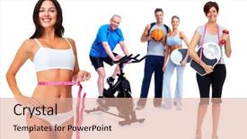  Presentation with barricade tape red and white - PPT layouts featuring fat loss - woman with measuring tape background and a coral colored foreground