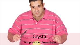  Presentation with fat - Cool new presentation with fat man eating a apple isolated on white background backdrop and a coral colored foreground