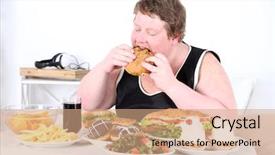  Presentation with fat - Presentation theme consisting of lot of unhealthy food background and a coral colored foreground