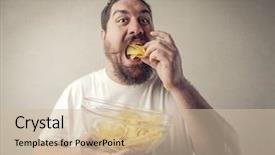 Presentation with fat - Amazing presentation theme having fat man eating potato chips backdrop and a soft green colored foreground