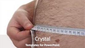  Presentation with measurement - Slides consisting of fat man holding a measurement tape background and a coral colored foreground