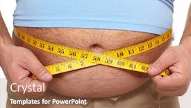  Presentation with weight loss - Slide deck having fat man holding a measuring tape weight loss background and a red colored foreground