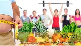  Presentation with body fat - Slides enhanced with fat man measuring her body background and a gold colored foreground