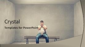  Presentation with man sitting bench - Presentation with fat man sitting on bench closing eyes with hands background and a mint green colored foreground