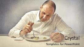  Presentation with fat - PPT theme with fat-man-with-doubtful-expression background and a soft green colored foreground