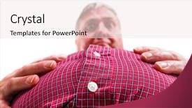  Presentation with gut - Theme with gut - overweight stomach shallow focus background and a sky blue colored foreground