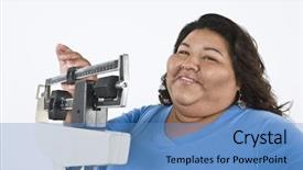  Presentation with obese - Colorful presentation theme enhanced with person obesity - portrait of a happy obese backdrop and a teal colored foreground