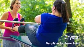 Presentation with pregnancy women - Cool new slides with women doing pregnancy exercises in nature backdrop and a navy blue colored foreground