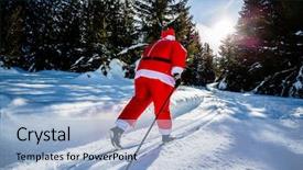  Presentation with new year - PPT theme with fat santa claus with christmas background and a light blue colored foreground