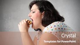  Presentation with fat metabolism - Slides enhanced with fat woman eating a hamburger background and a coral colored foreground
