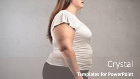  Presentation with fat - Beautiful slide deck featuring fat woman in profile on gray background backdrop and a gray colored foreground