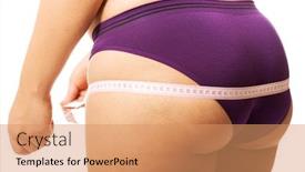  Presentation with fat metabolism - Beautiful PPT theme featuring fat woman measuting her bum backdrop and a coral colored foreground