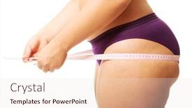 Presentation with fat - PPT theme featuring fat woman measuting her bum background and a sky blue colored foreground