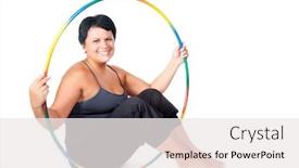  Presentation with fat - Presentation design enhanced with fat woman with hula hoops background and a white colored foreground
