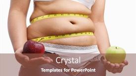  Presentation with obesity - Presentation with fat woman with unzip jeans holding apple a concept to fight obesity by starting diet background and a tawny brown colored foreground