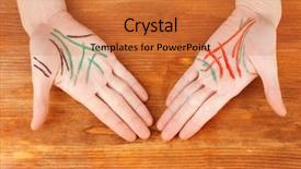  Presentation with palm - Slides consisting of fate - chiromancy color contours on palm background and a red colored foreground